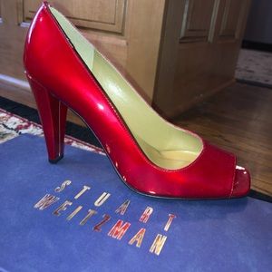 Stuart Weitzman Red Peep Toe Heels